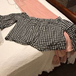 Off the should plaid top